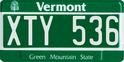VT license plate XTY536