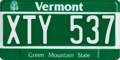 VT license plate XTY537