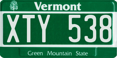 VT license plate XTY538