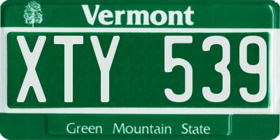 VT license plate XTY539