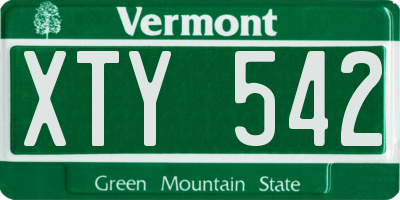 VT license plate XTY542