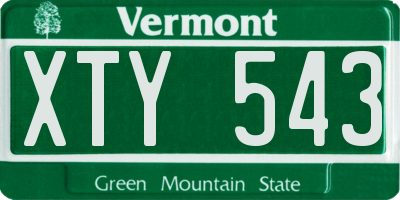 VT license plate XTY543