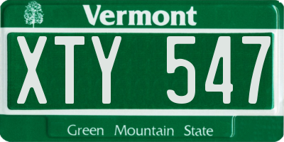 VT license plate XTY547