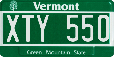 VT license plate XTY550