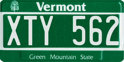 VT license plate XTY562