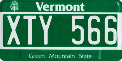 VT license plate XTY566