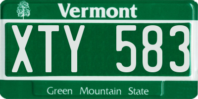 VT license plate XTY583