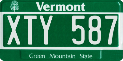 VT license plate XTY587
