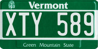 VT license plate XTY589