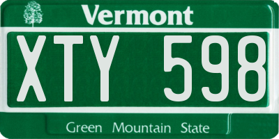 VT license plate XTY598