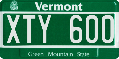 VT license plate XTY600