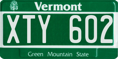 VT license plate XTY602