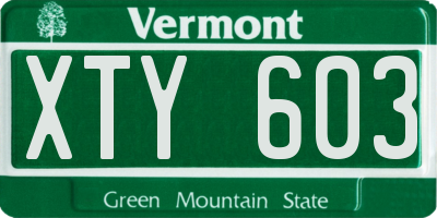 VT license plate XTY603