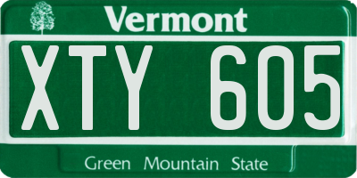 VT license plate XTY605