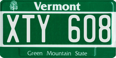 VT license plate XTY608