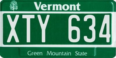 VT license plate XTY634