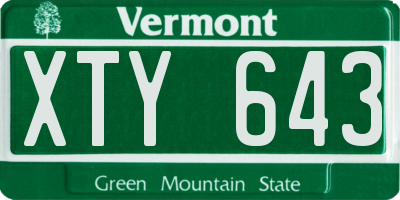 VT license plate XTY643