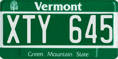 VT license plate XTY645
