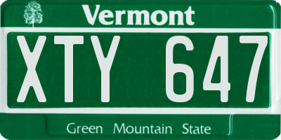 VT license plate XTY647