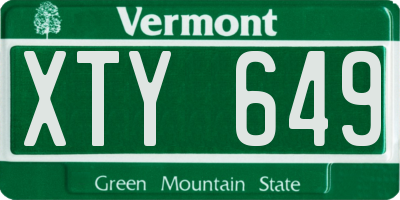 VT license plate XTY649