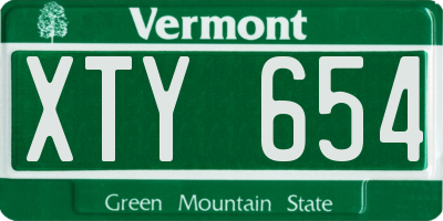 VT license plate XTY654