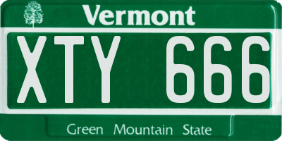 VT license plate XTY666