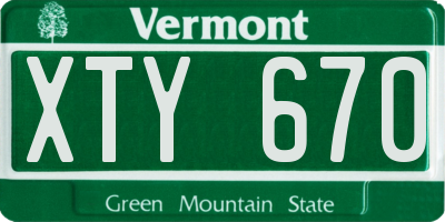 VT license plate XTY670