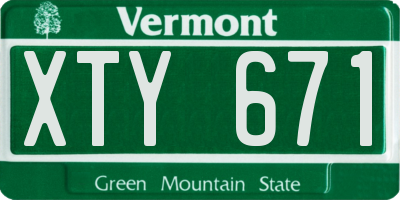 VT license plate XTY671