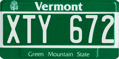 VT license plate XTY672