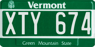 VT license plate XTY674