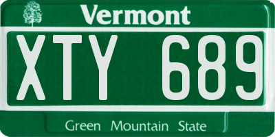 VT license plate XTY689