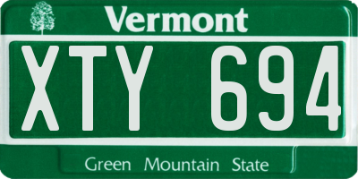 VT license plate XTY694