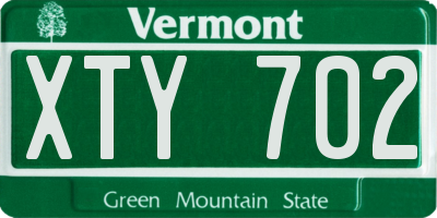 VT license plate XTY702