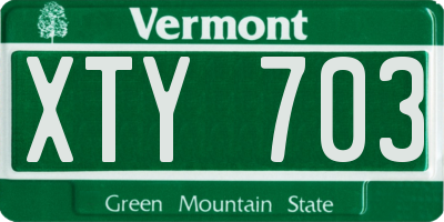 VT license plate XTY703