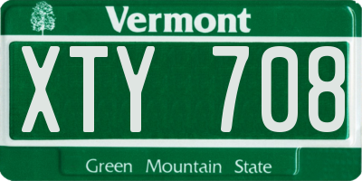 VT license plate XTY708