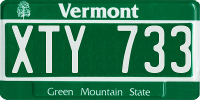 VT license plate XTY733