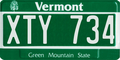 VT license plate XTY734