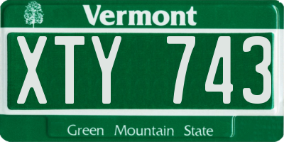 VT license plate XTY743