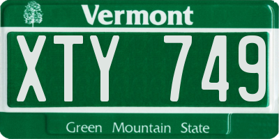 VT license plate XTY749