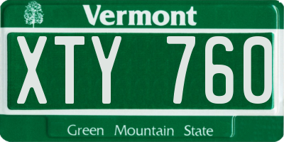 VT license plate XTY760