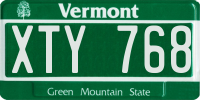 VT license plate XTY768