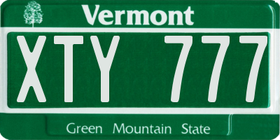 VT license plate XTY777