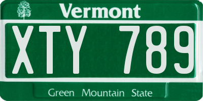 VT license plate XTY789