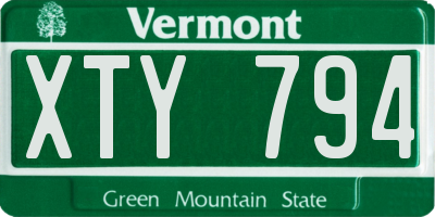 VT license plate XTY794
