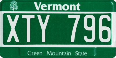 VT license plate XTY796