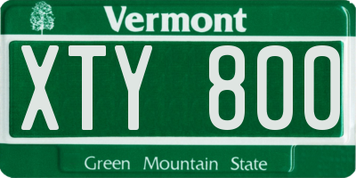 VT license plate XTY800
