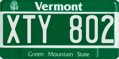 VT license plate XTY802