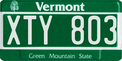 VT license plate XTY803