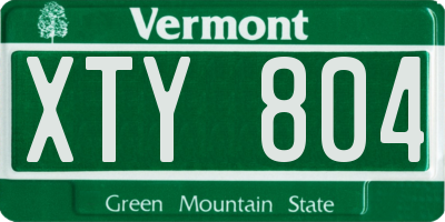 VT license plate XTY804