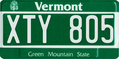 VT license plate XTY805